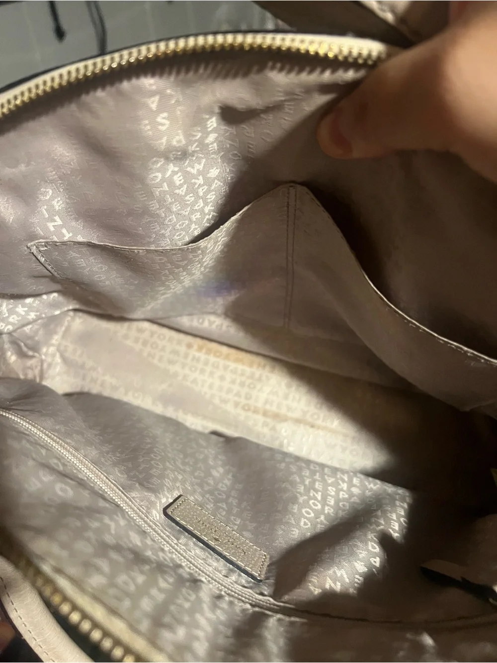 kate spade Pebbled Leather Dome Satchel in Light Beige